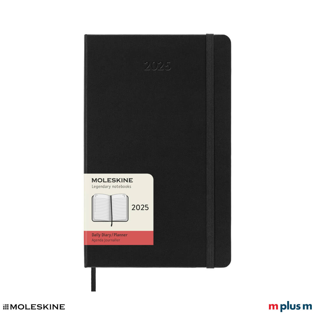 Schwarzer Moleskine Tageskalender L 2025, Größe L, 340 g