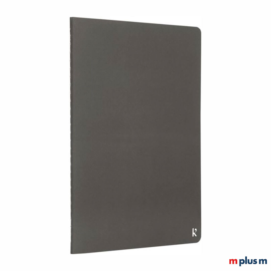 Dunkelgraues-Notizbuch-mit-Steinpapier-A5-als-schones-Werbegeschenk-RE Schiefergraues 'Stone Paper' Notizbuch mit individuellem Logodruck