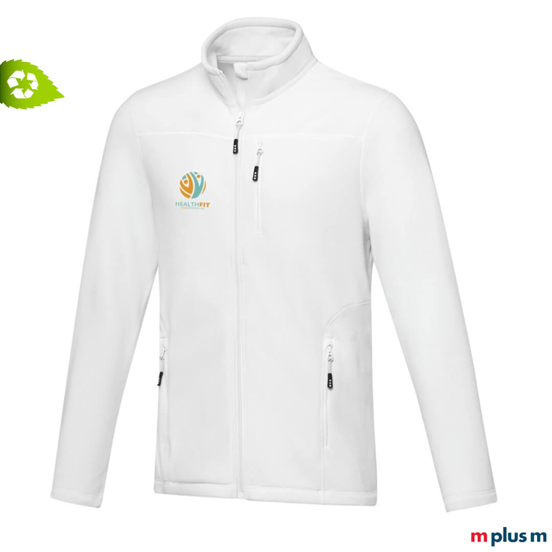 Recycelte-Fleecejacke-als-nachhaltiger-Werbeartikel-mit-individuellem-Logodruck Nachhaltige Teamausstattung: Bedruckte Fleecejacken für jeden Anlass