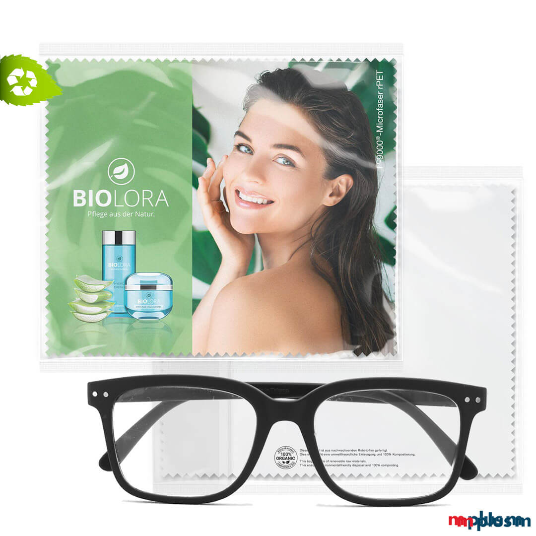 'Recycling Microfaser Tuch 20 x 20 cm' im Pergaminbeutel 'Recycling Microfaser Tuch 20 x 20 cm' im Pergaminbeutel