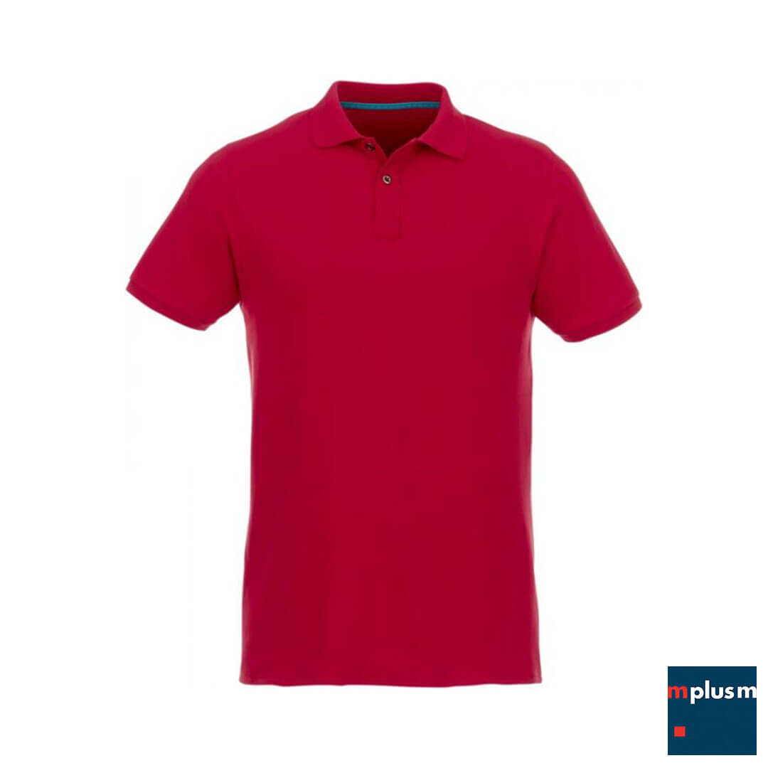 Rotes Polohemd aus Bio Baumwolle. zertifiziert und mit Logo Druck Rotes Polohemd aus Bio Baumwolle. zertifiziert und mit Logo Druck