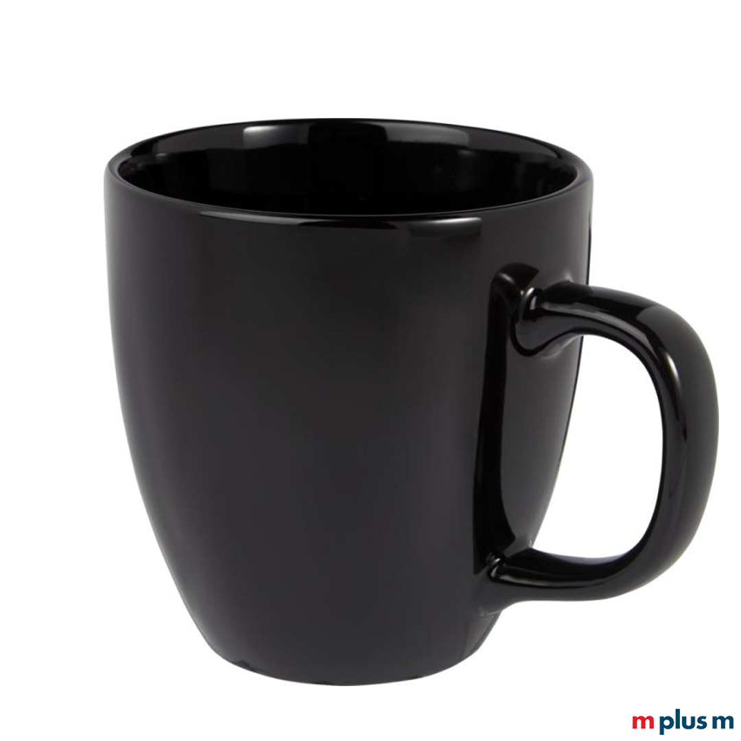 Tasse aus Keramik in der Farbe schwarz bedruckt mit Motiv zum verschenken als nachhaltiges Werbegeschenk für Weihnachten