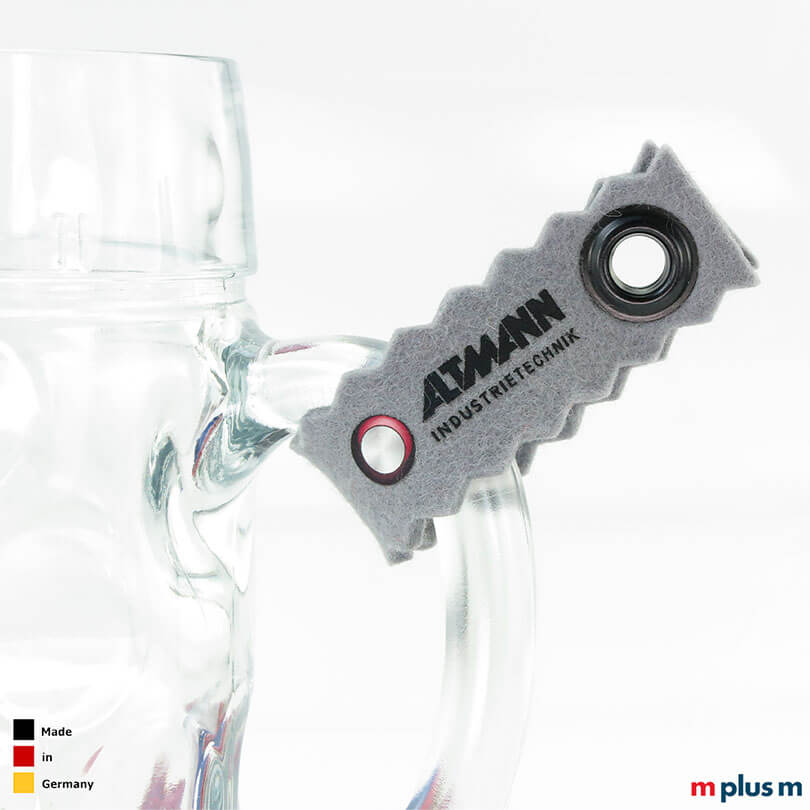 Oktoberfest schlüsselanhänger mit Logo Druck Made in Germany Goodie zum Oktoberfest: Maßkrugband aus Filz mit Logo Druck