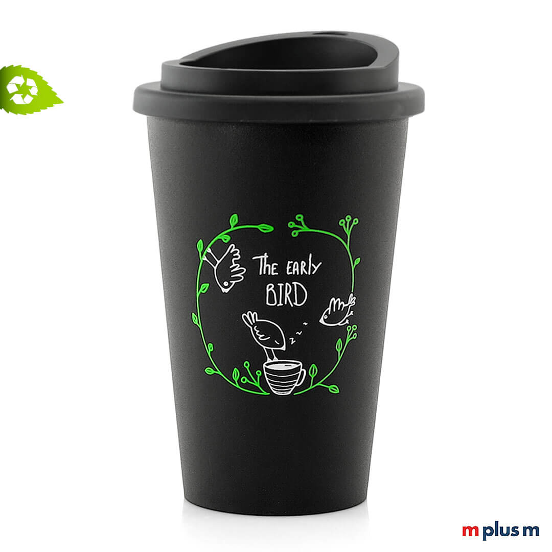 Green Coffee Shop Early Bird Auch für Early Birds: Coffee To Go Thermobecher mit individuellem Aufdruck