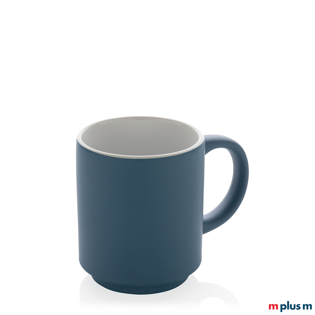 Blaue Kaffeetasse aus Keramik mit Logo-Druck