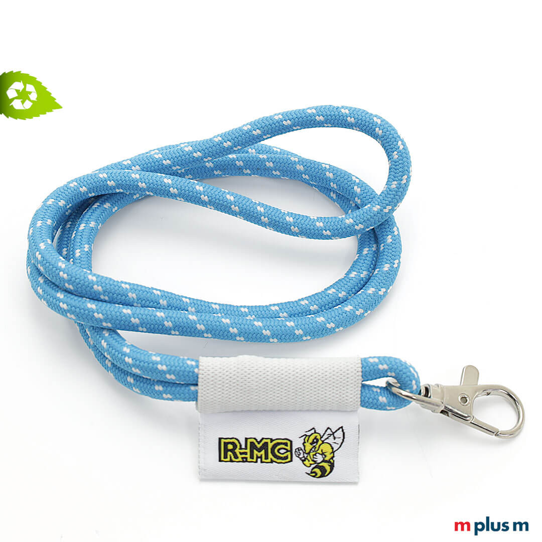 Recycling Kordel Lanyard Flag mit Logo bedrucken Biene Kordel Schlüsselband aus rPET ♻️ Recycling Material in Wunschfarbe und mit Logo Fahne als Werbeartikel