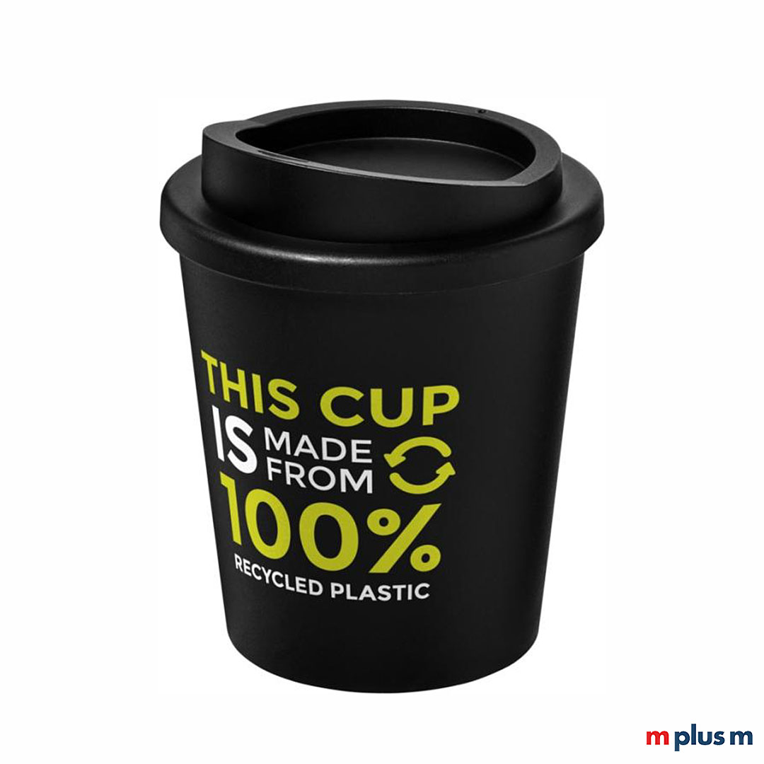 Nachhaltiger Kaffeebecher aus recyceltem PP mit Ihrem Logo bedrucken. Ein schöner Werbeartikel für Ihr Unternehmen.