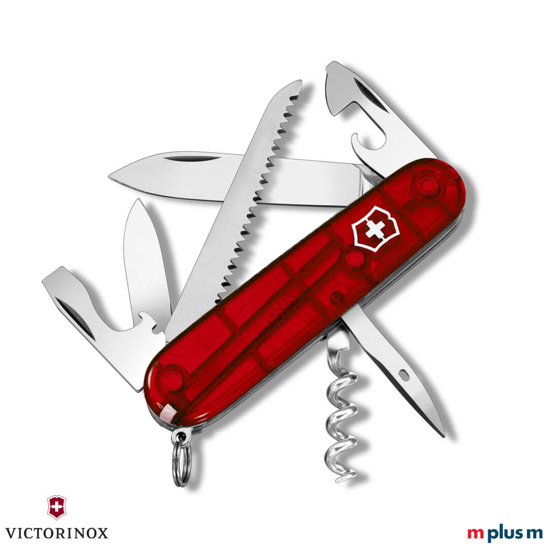 Victorinox Camper in der Farbe Transparent Rot ausgeklappt