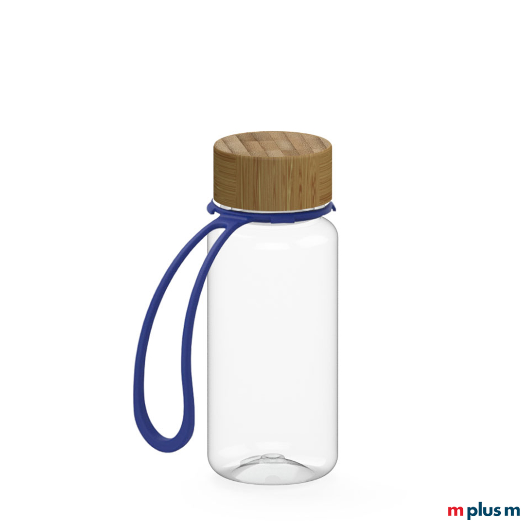 Flasche Trageschlaufe blau als Werbegeschenk mit Logo Druck für Mitarbeiter Kunden Kinder 