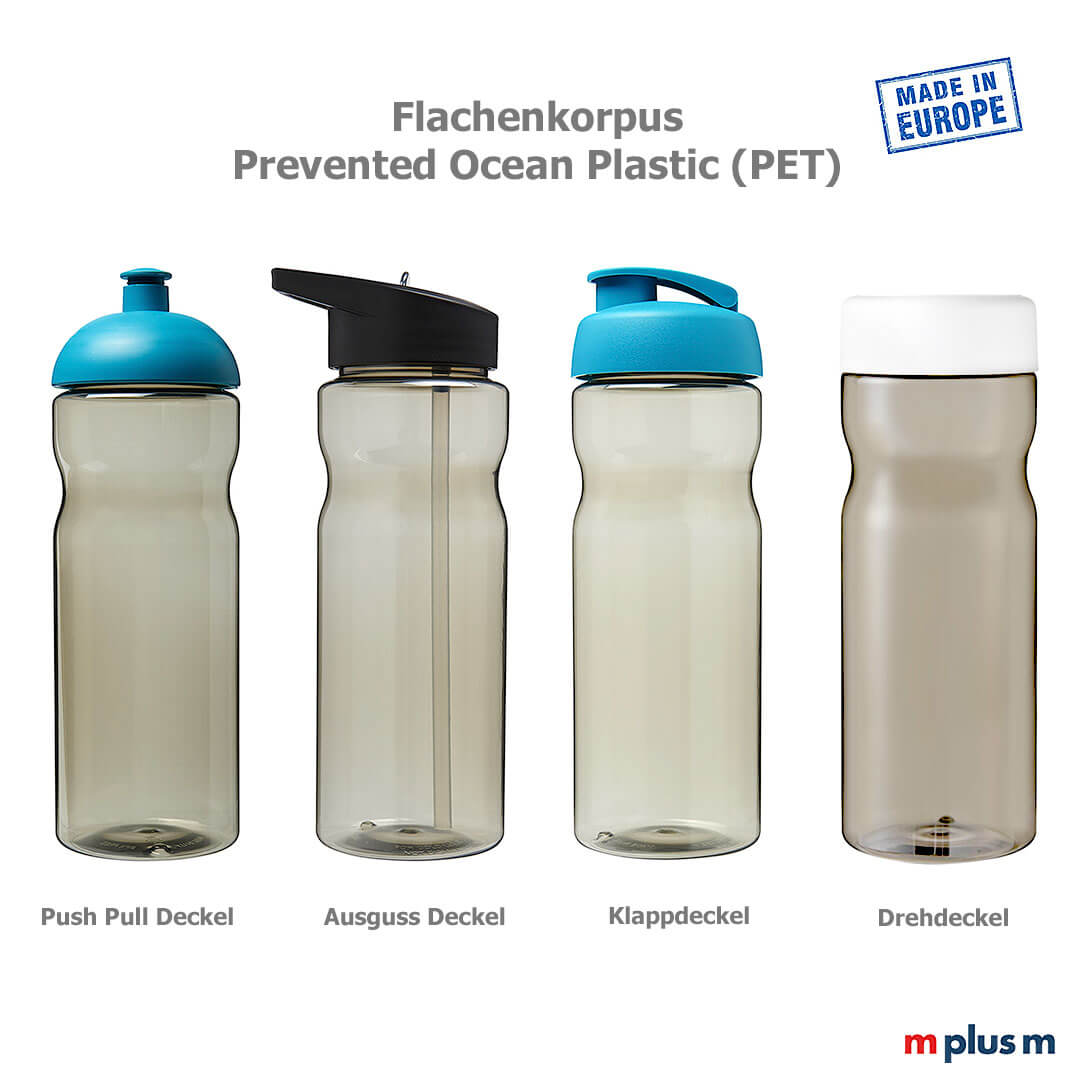 4 Deckel für Aqua Ocean PET Recycling Trinkflasche aus Europa Deckelvarianten für Aqua Ocean PET Recycling Trinkflasche aus Europa