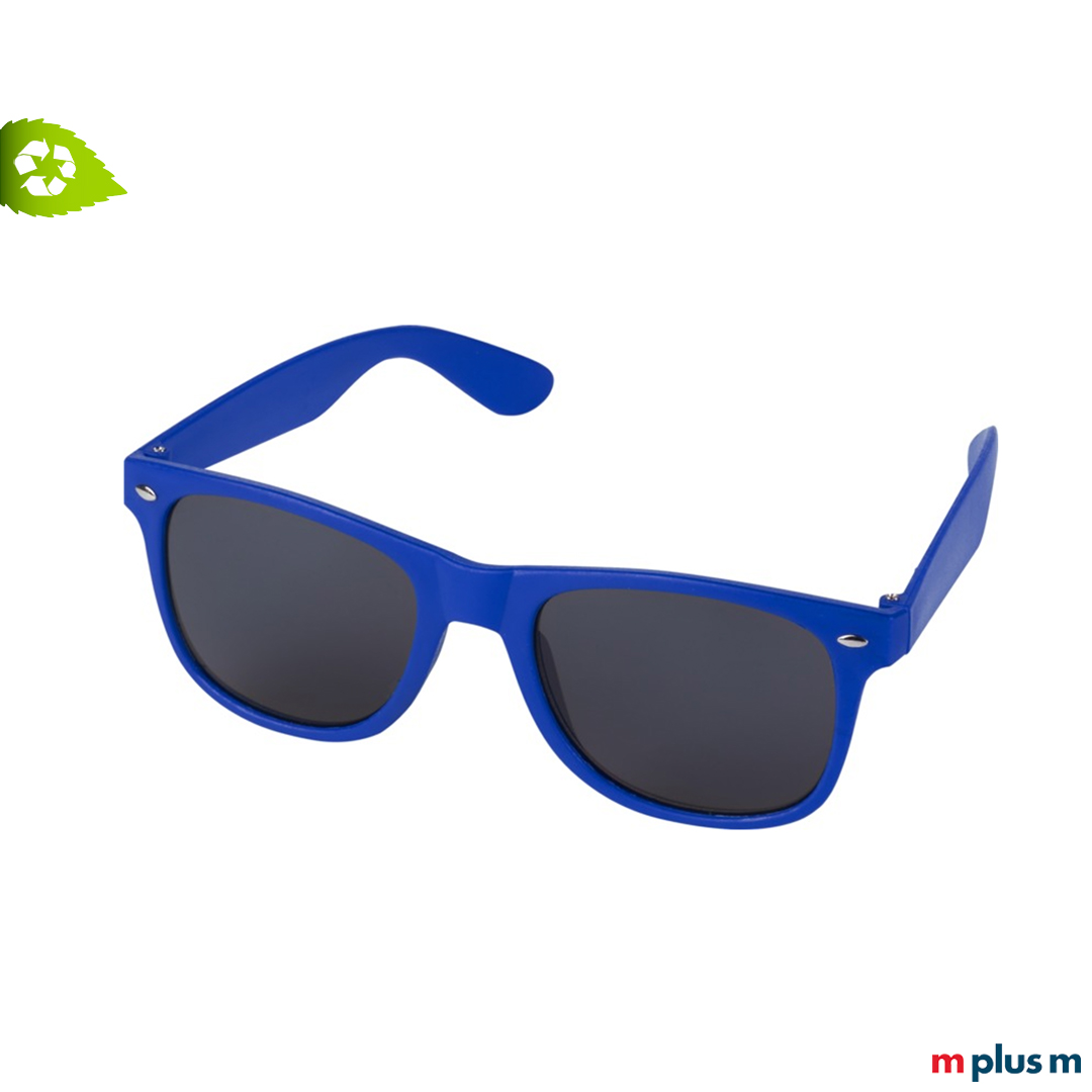 Blaue nachhaltige Sonnenbrille mit Logo bedrucken