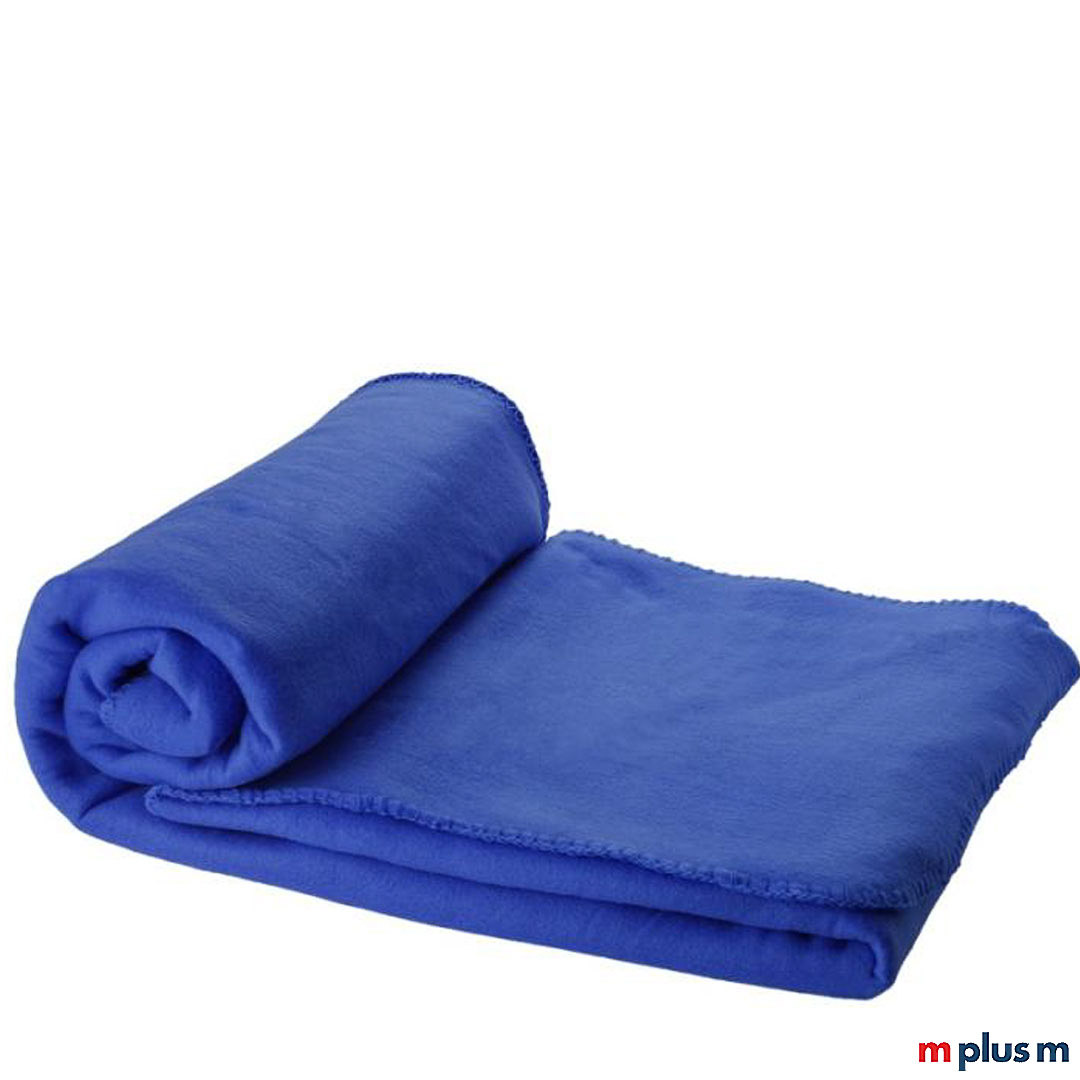 Die royalblaue 'Huggy' Decke besteht aus weichem und bequemem Polarfleece. Ab einer Menge von 50 Stück können Sie die Decke bedrucken lassen