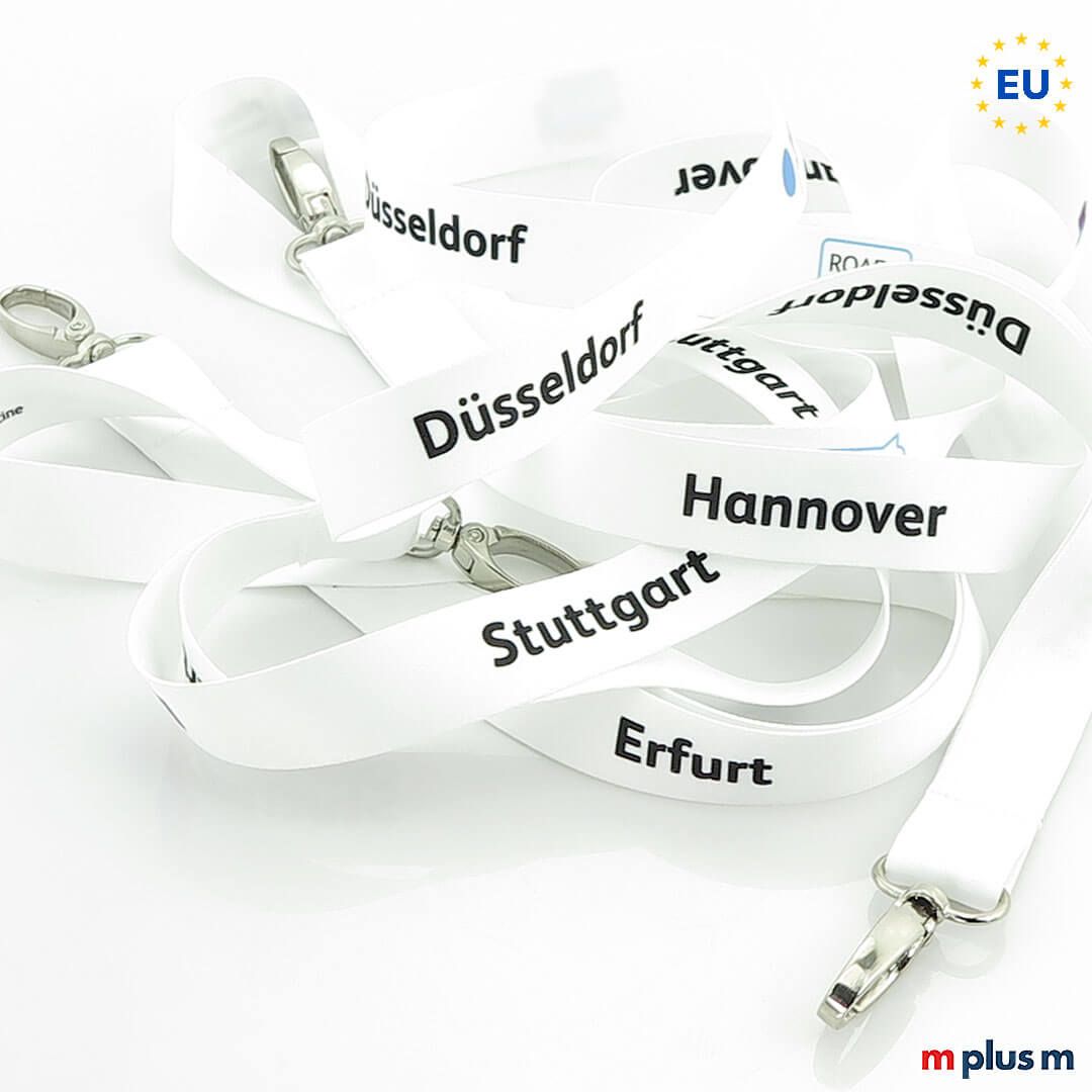 Eco Soft Lanyard Städte Eco Soft Schlüsselband in weiß mit Städtenamen