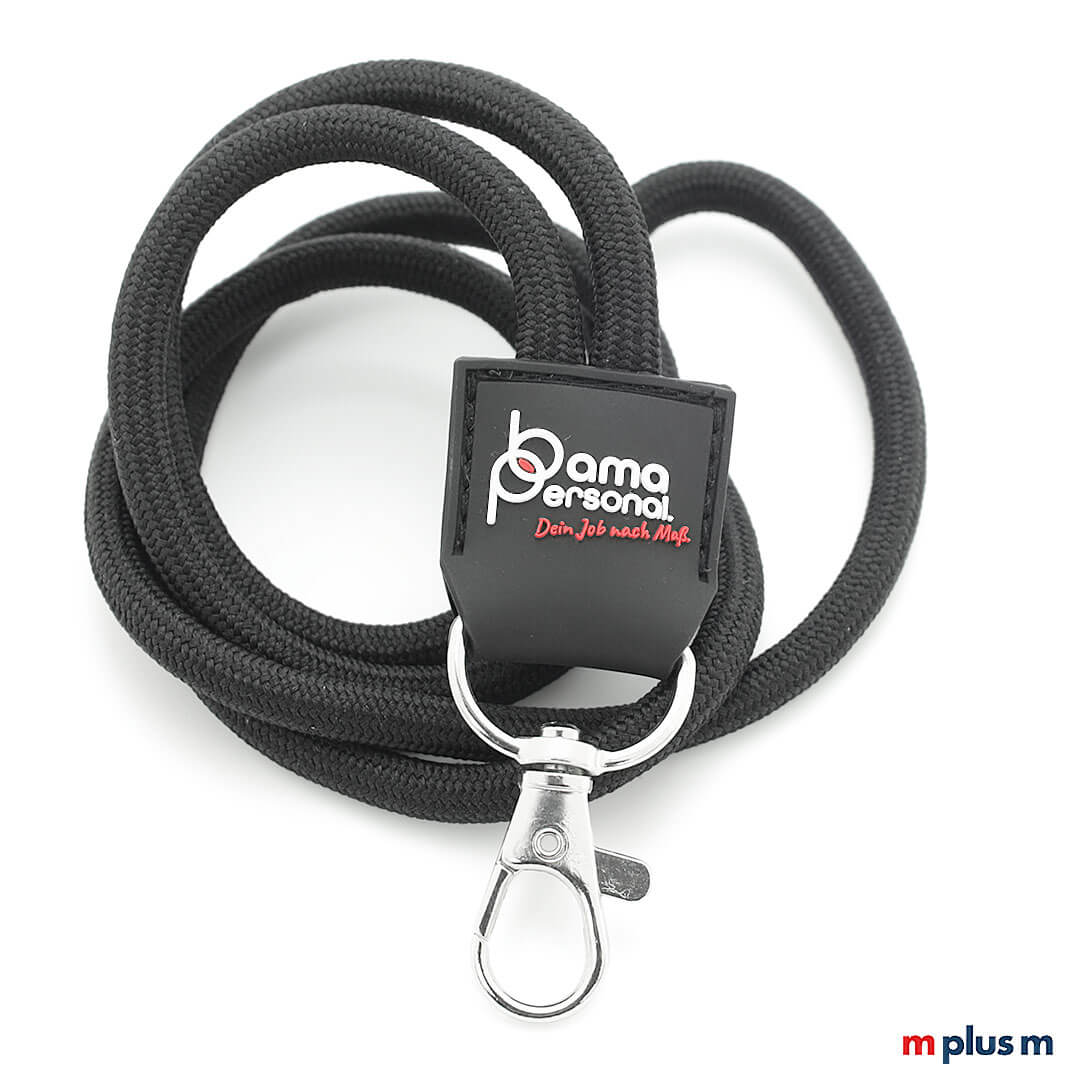 3D Druck auf schwarzen Nautiv Rubber Kordel Lanyard Schwarzes Nautic Rubber Kordel Lanyard mit Logo 3D Druck