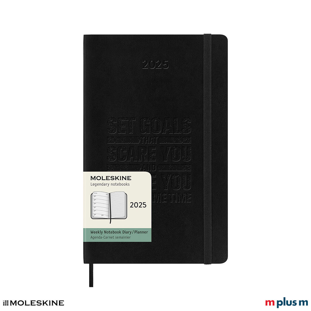 Schwarzer Moleskine Wochenkalender 2025 L, Hardcover, mit Wochen- und Monatsübersicht