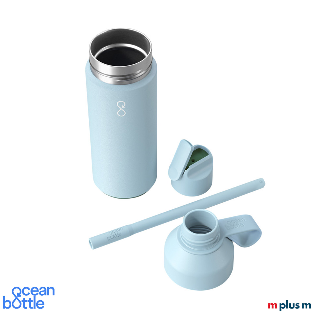 Hellblaue Ocean Bottle mit Ihrem Logo bedrucken