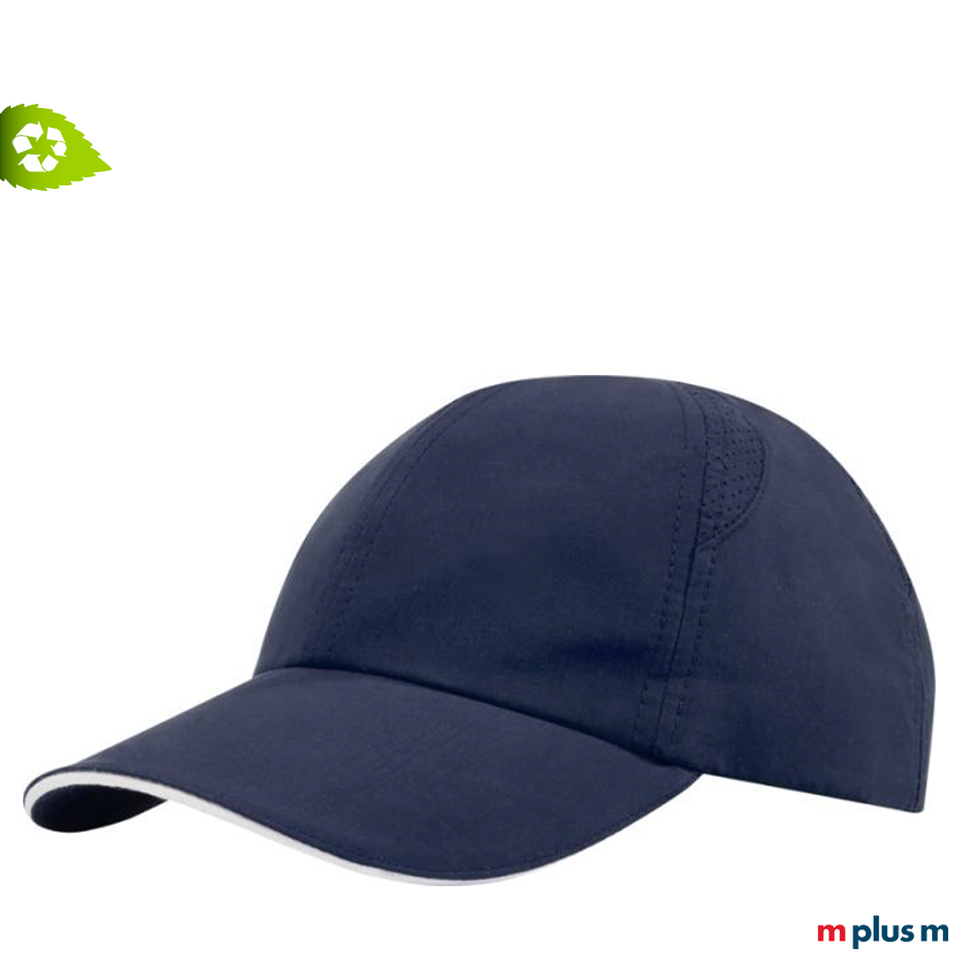 Dunkelblaue Kappe Morion mit Logo bedrucken aus nachhaltigem Material zum verschenken als Werbegeschenk