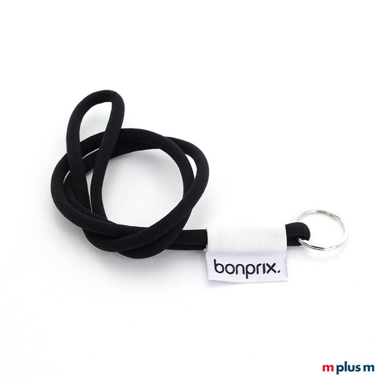 Tube Flag Kordel Schlüsselband BP Schwarz als Werbeartikel Schwarzes Kordel Schlüsselband Tube Flag Lanyard als preiswertes Giveaway in Sonderanfertigung