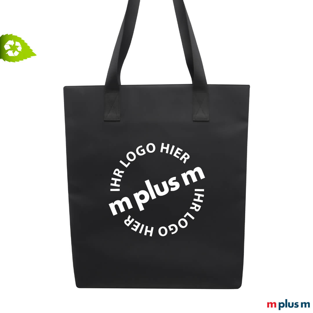 Nachhaltiger Recycling Shopper in schwarz mit Ihrem Logo bedrucken Nachhaltiger Recycling Shopper in schwarz mit Ihrem Logo bedrucken