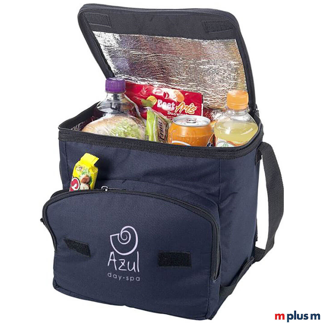 Blaue-Shoppy-Falt-Kuehltasche-Werbeartikel Faltbare Kühltasche Shoppy in Farbe blau mit Logo Druck
