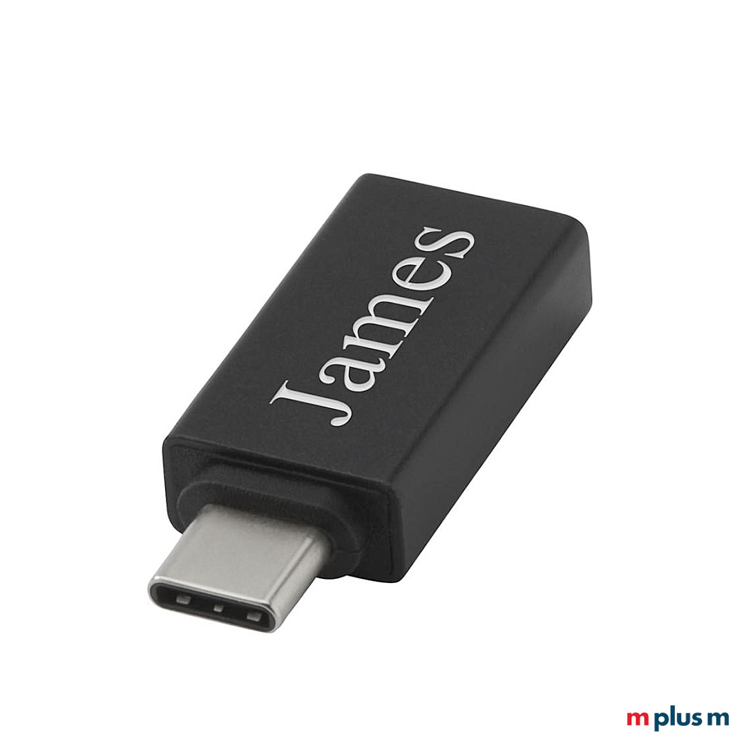 Praktischer USB Adapter Stecker von USB C auf USB A. AUf für Datenübertragung. Als Werbeartikel mit Logo zu bedrucken