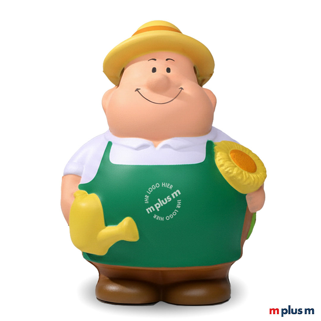 Kleine Anti Stress Knautsch Figur  Gärtner mit Logo druck 