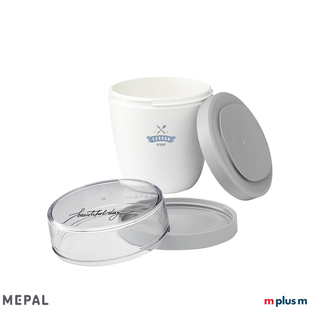 Weißer Müslibecher Ellipse Lunchpot von Mepal mit Logo bedrucken Weißer Müslibecher Ellipse Lunchpot von Mepal mit Logo bedrucken
