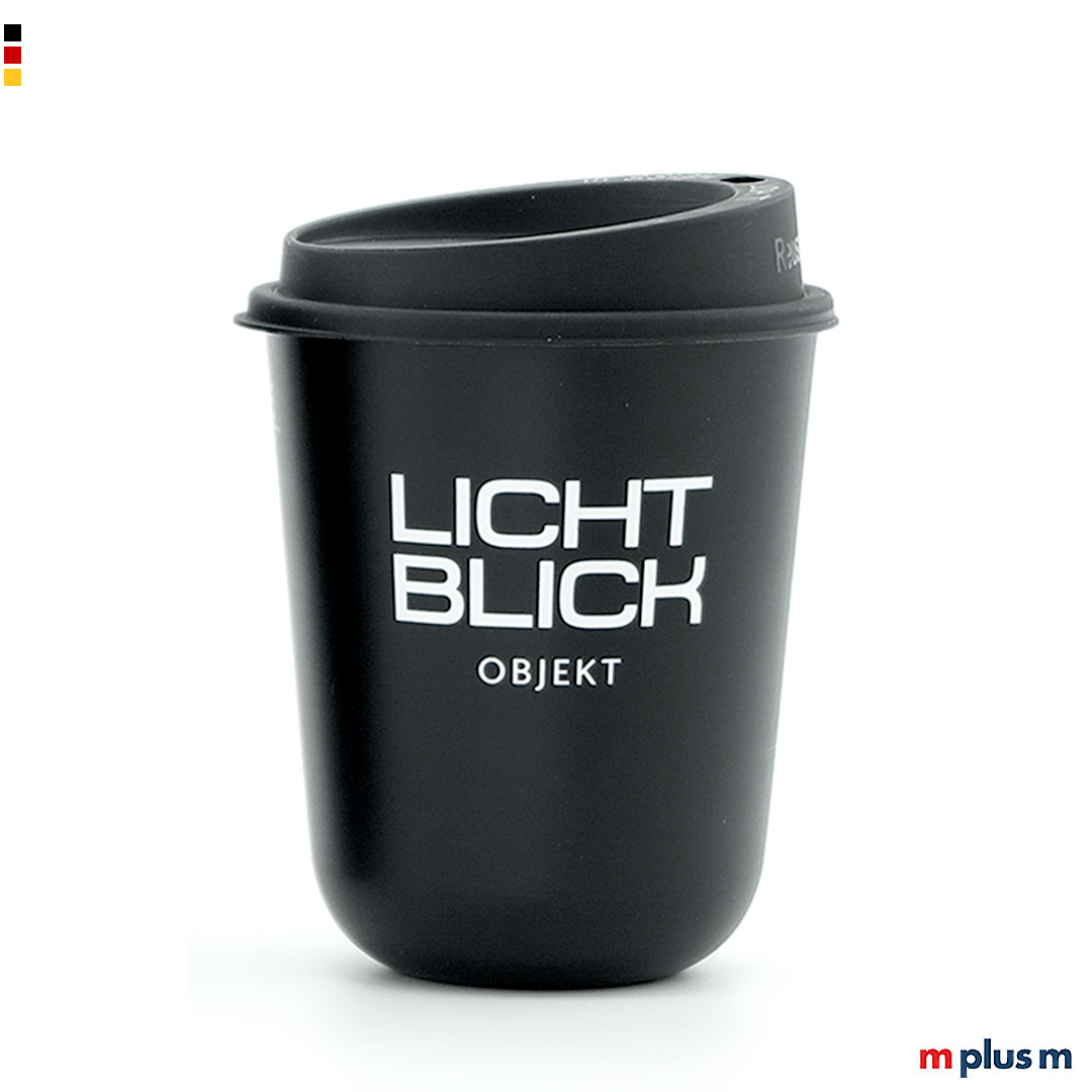 Coffee To Go Becher 'Cappuccino' Made in Germany mit Logo Druck als nachhaltiger Werbeartikel. 