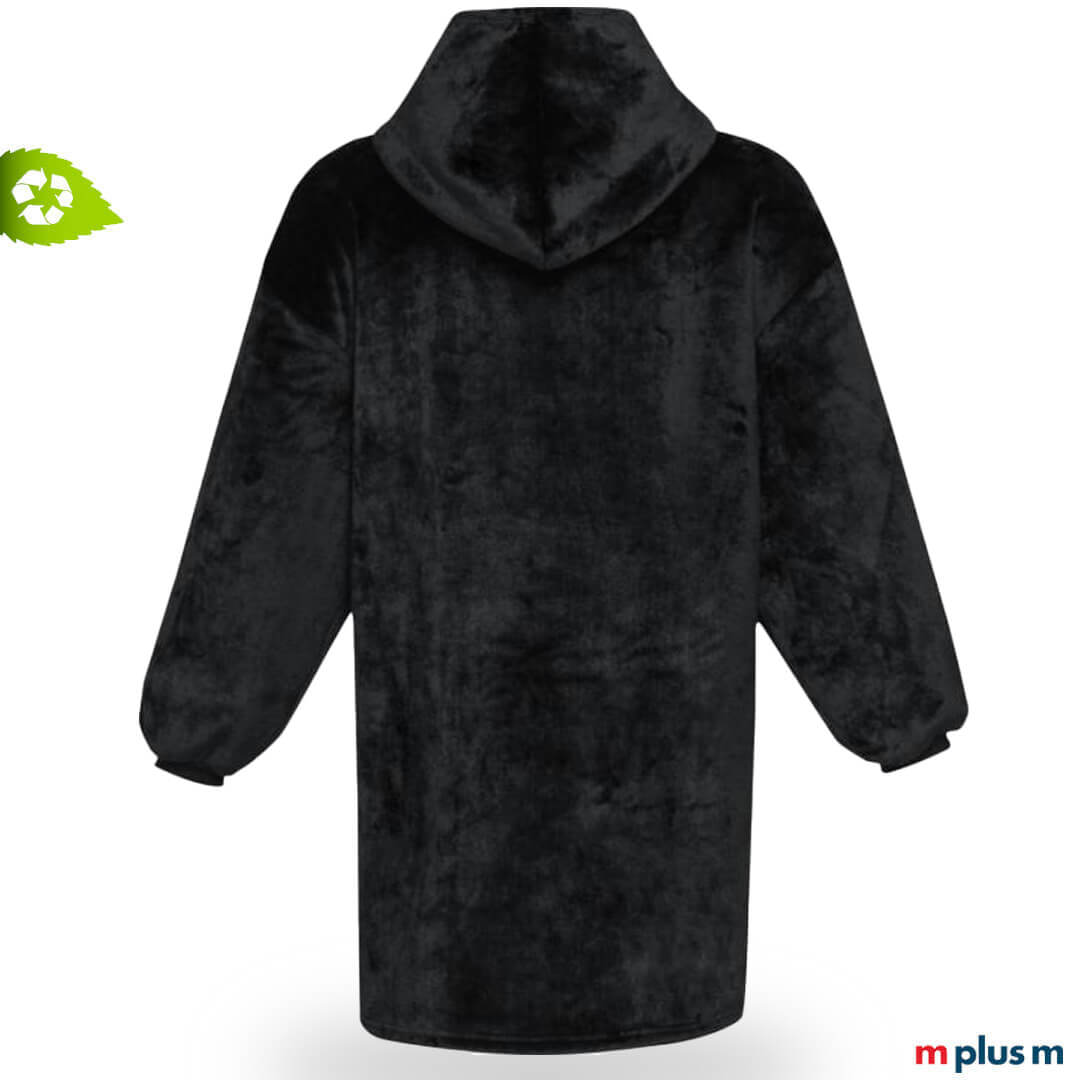 Fleece Kapuzendecke Nestling in Schwarz mit Logo Stick