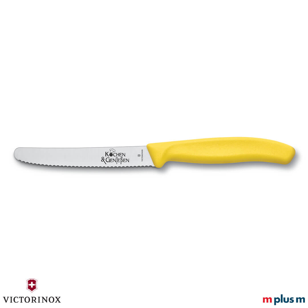 Victorinox Tomatenmesser in Gelb als Werbeartikel Victorinox Tomatenmesser in Gelb mit Logo Gravur auf der Klinge