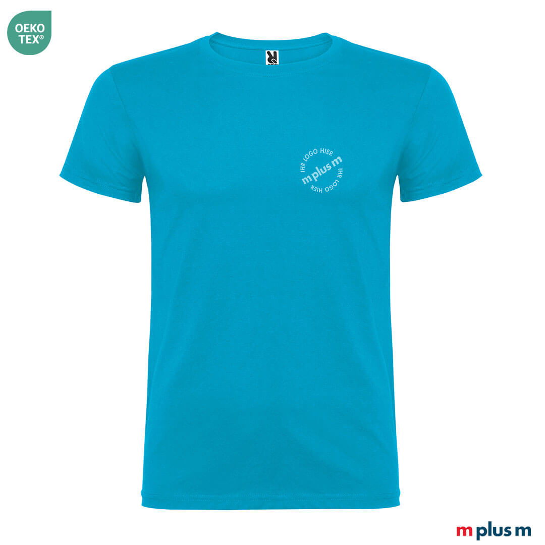 Roly Beagle Herren Türkis Schönes und günstiges Roly Beagle Herrn T Shirt (OEKO-TEX®)in Farbe Türkis mit Logo zu bedrucken