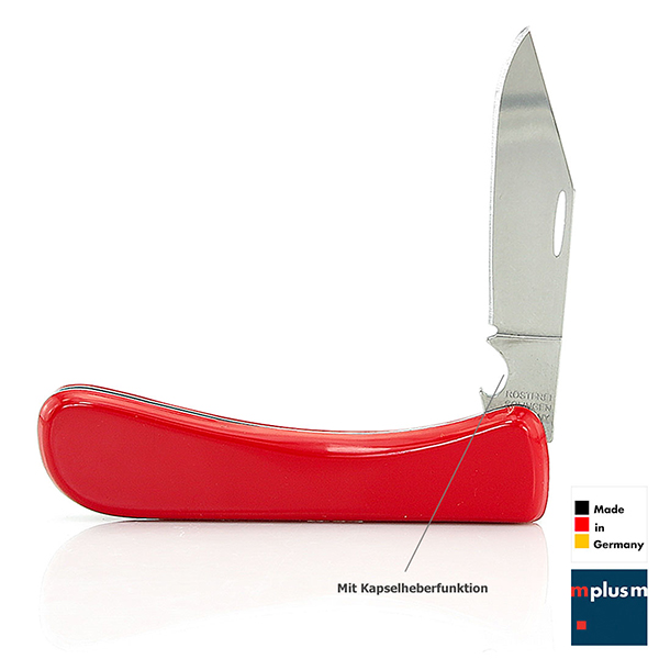 Rotes Solingen Taschenmesser mit Kapselheber. Werbeartikel Made in Germany.