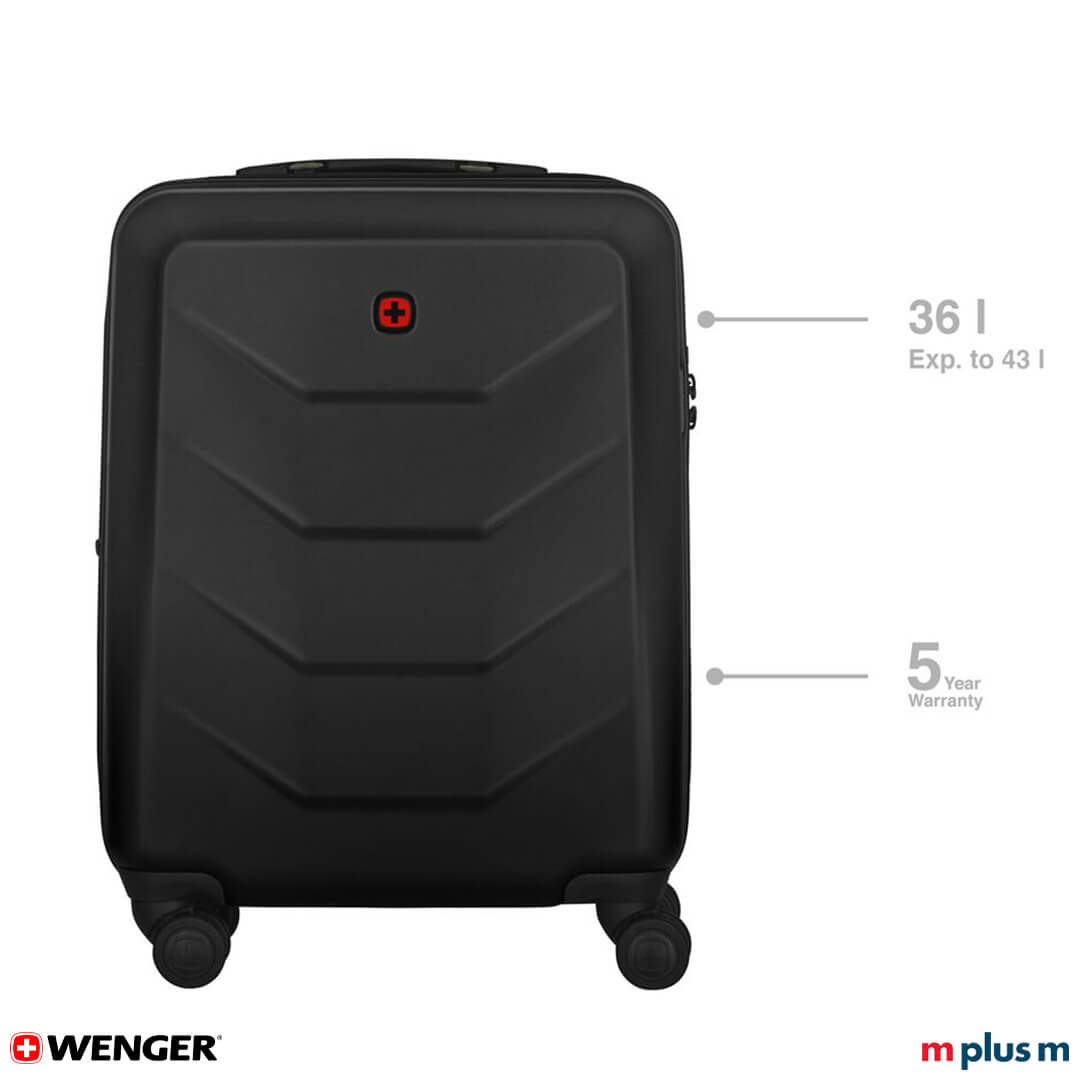 Wenger Prymo Carry-On Koffer in Anthrazit mit 4 Doppel-Lenkrollen, Teleskopgriff und Travel Sentry®-Zahlenschloss für Handgepäck
