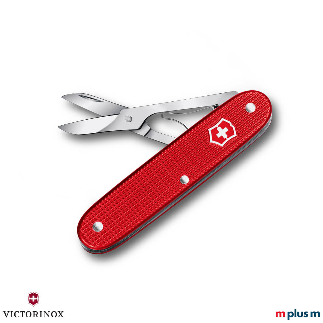 Victorinox Companion X Alox geöffnet mit Schere in der Farbe Rot