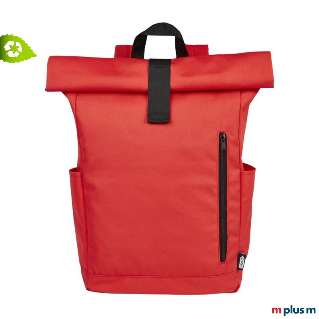 Jacob Rucksack aus ♻️ Recycling Polyester in Rot als Werbeartikel