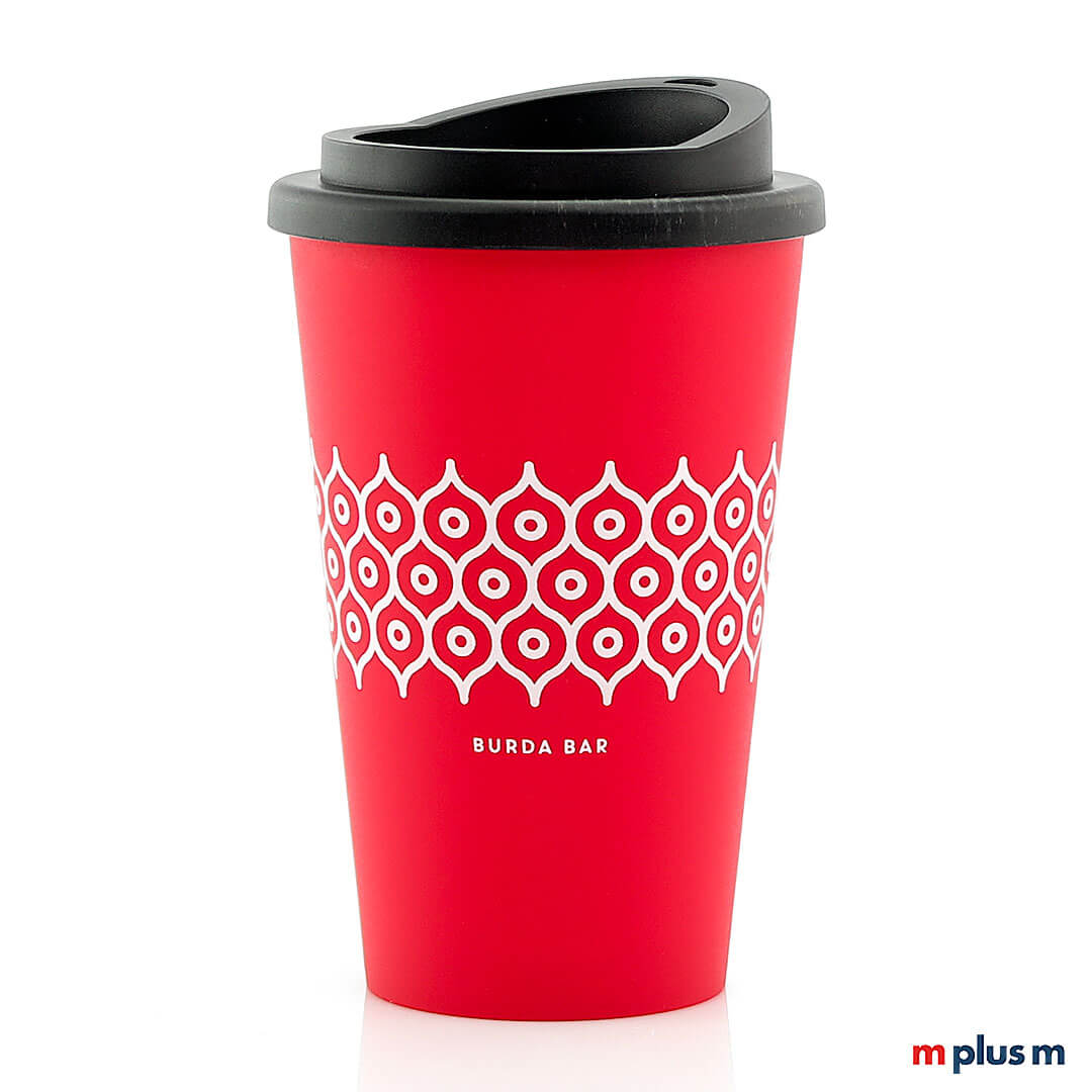 Nachhaltiger-Thermobecher-CS-rot-bedrucken-BdB Coffee To Go Thermobecher aus Europa spülmaschinenfest mit Logo bedrucken. Classic Coffee Shop in Rot.