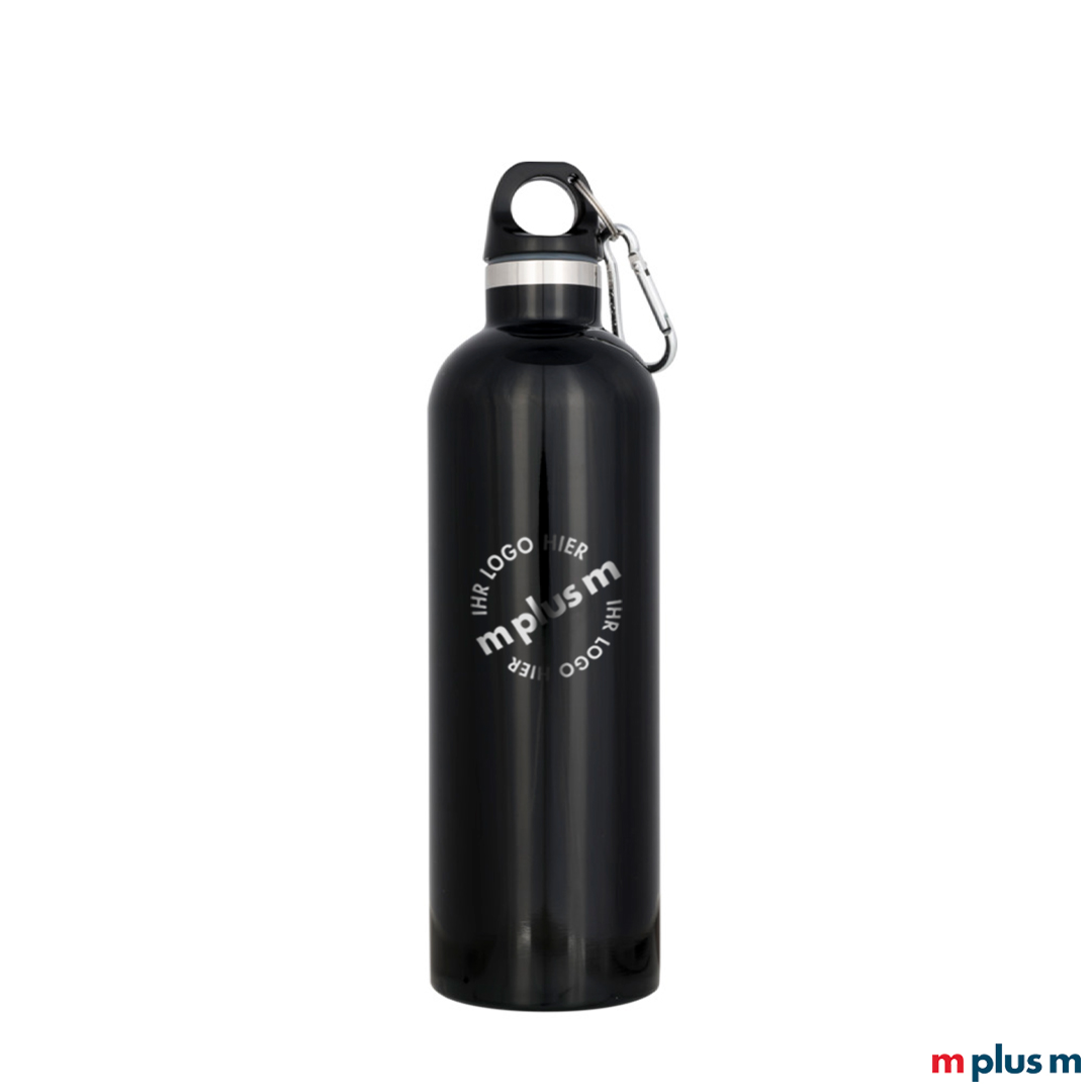 Schwarze Thermoflasche mit Ihrem Logo bedrucken