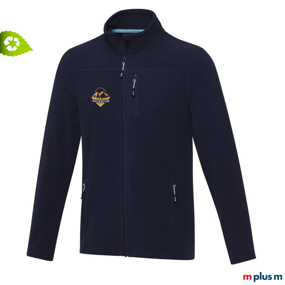 Umweltbewusst-werben-Fleecejacke-mit-Logodruck-als-nachhaltiger-Werbeartikel 100% recycelte Fleecejacken mit Logo bedruckt als nachhaltige Werbeartikel