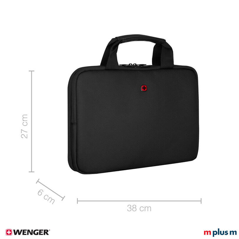 Schwarze Wenger Guyde 14 Laptoptasche mit Mesh-Innenfach und Reißverschluss, funktionale Notebookhülle für Business hochwertig mit Logo bedrucken Schwarze Wenger Guyde 14 Laptoptasche mit Mesh-Innenfach und Reißverschluss, funktionale Notebookhülle für Business hochwertig mit Logo bedrucken