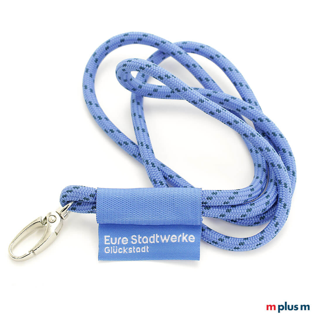Nautic Flag Lanyards Hellblau mit Logo bedrucken Hellblaues Kordel Schlüsselband als Werbeartikel