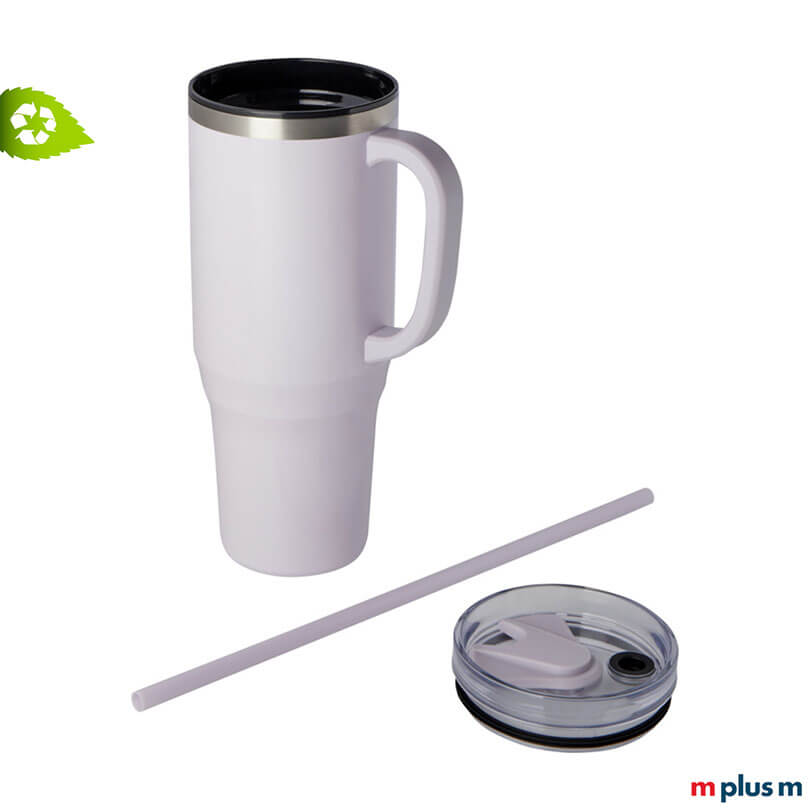 Miami Isolierbecher XXL Halm flieder Preiswerter XXL Thermobecher Miami mit Strohhalm als Werbegeschenk in Flieder