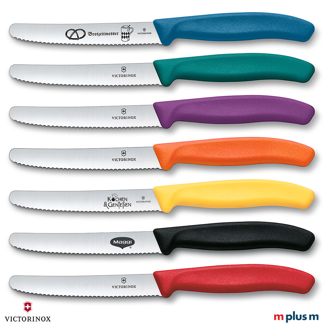 Victorinox Tomatenmesser mit Logo Gravur auf Klingee Victorinox Werbeartikel: Tomatenmesser in 7 Farben