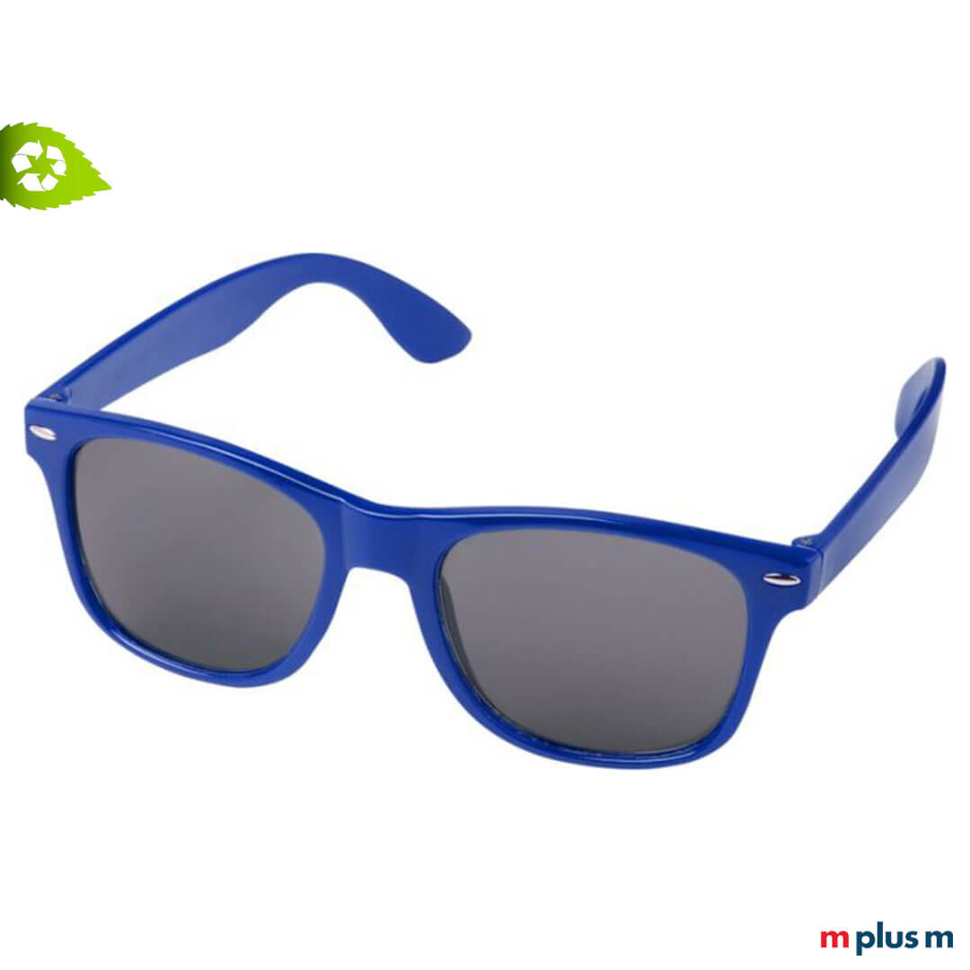Sun-Ray-Brille-blau-Werbeartikel Nachhaltige Promotion Sonnenbrille Sun Ray aus Recycling Plastik in blau