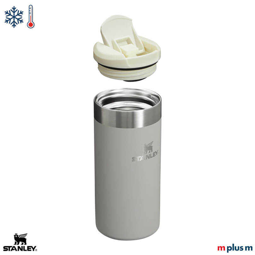 Stanley Aerolight Transit grau 350 ml mit Deckel und Vakuumisolierung, funktionaler To Go Becher hochwertig mit Logo Druck personalisieren