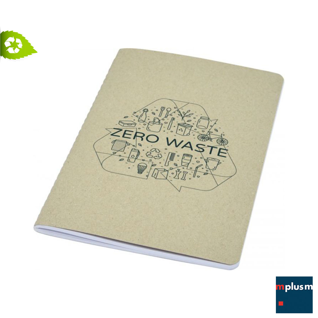 Zero Waste Werbeartikel: Notizbuch aus Recycling Papier mit Logo Druck als Giveaway