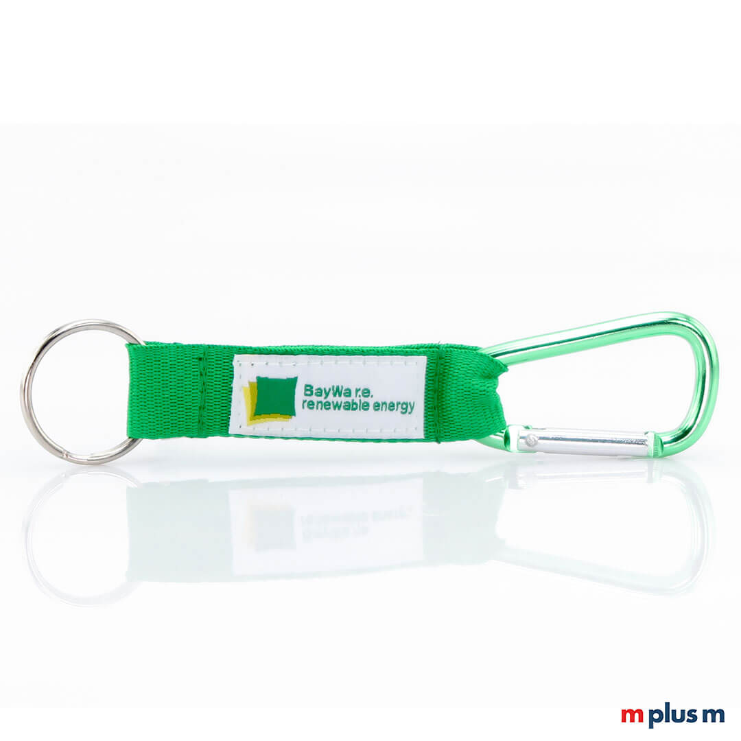Karabiner-Schluesselanhaenger-gruen-Logo-Druck