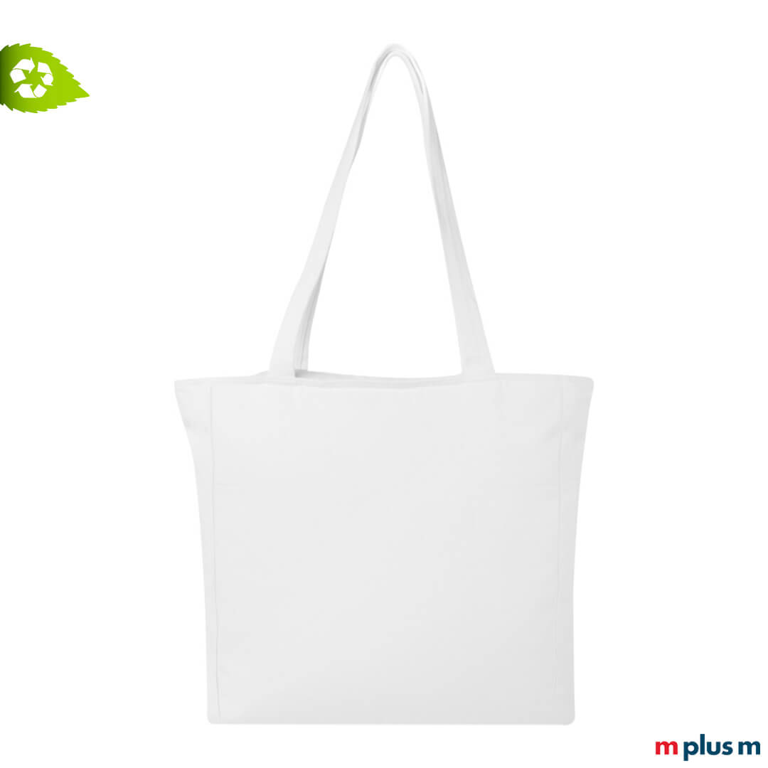 Große Recycling ♻️ Stofftasche Frida in Farbe Weiß als Werbetasche Große Recycling ♻️ Stofftasche Frida in Farbe Weiß als Werbetasche mit Logo Druck