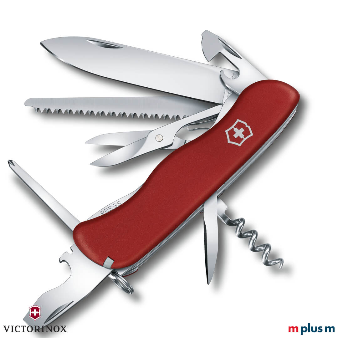 Victorinox Outrider in der Farbe Rot ausgeklappt Hochwertiges Schweizer Taschenmesser 'Outrider' in Farbe Rot mit Logo als Werbegeschenk