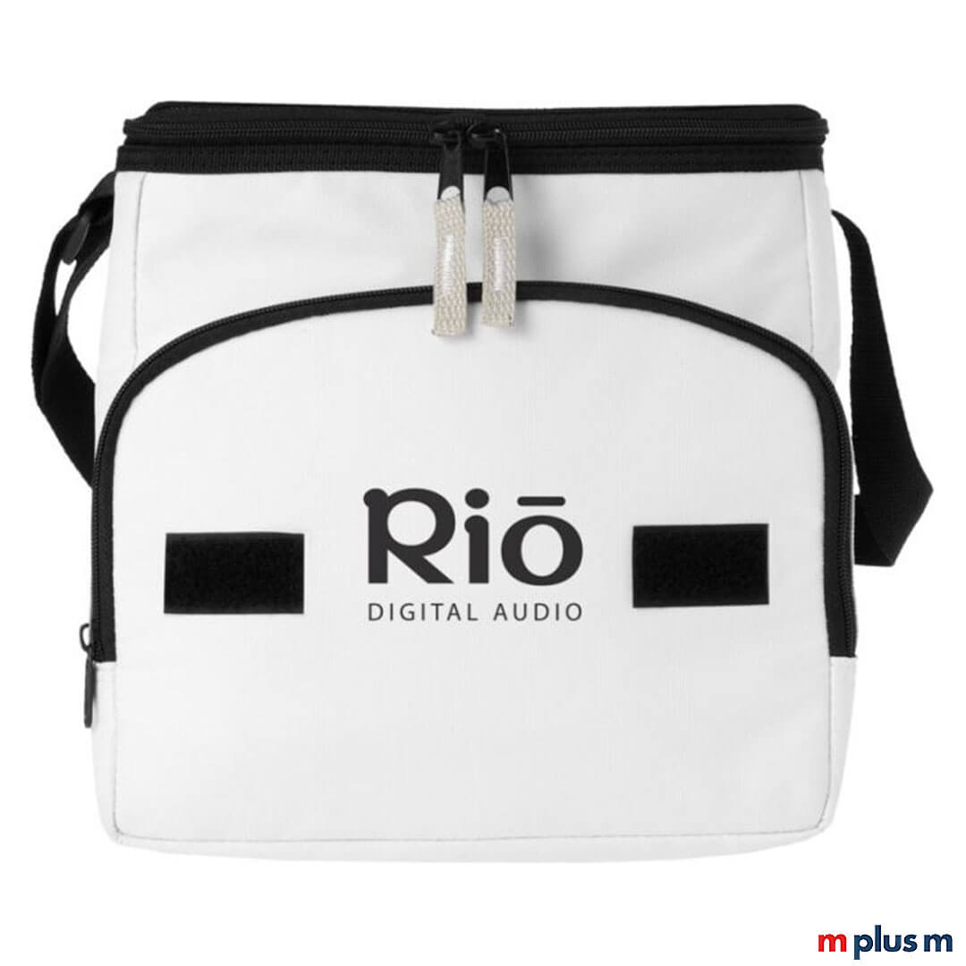 Weiss-Shoppy-Falt-Kuehltasche-Werbeartikel Faltbare Kühltasche Shoppy in Farbe weiß mit Logo Druck