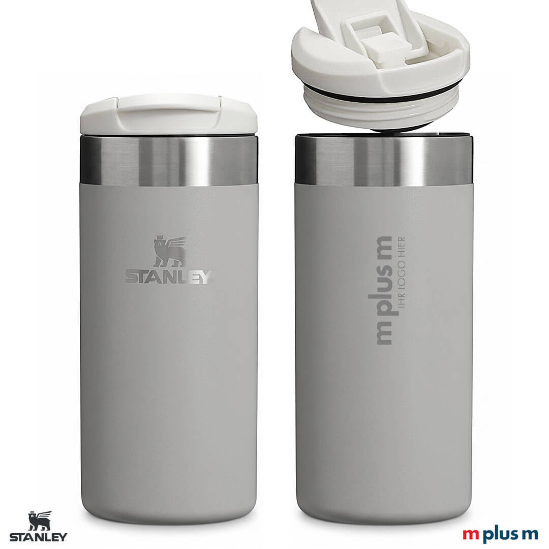 Stanley Aerolight Coffee To Go Becher 350 ml in Grau mit Logo bedrucken